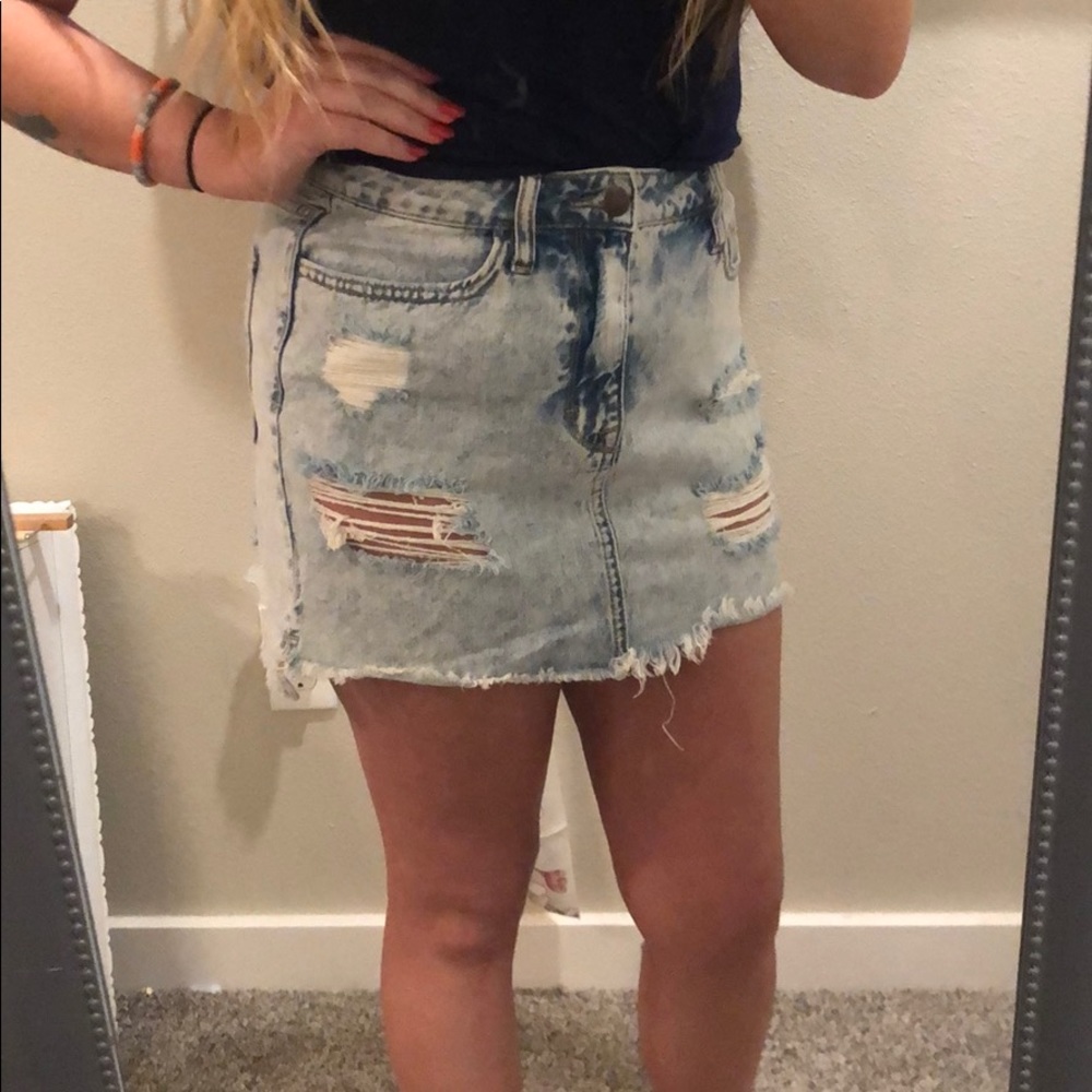 denim mini skirt